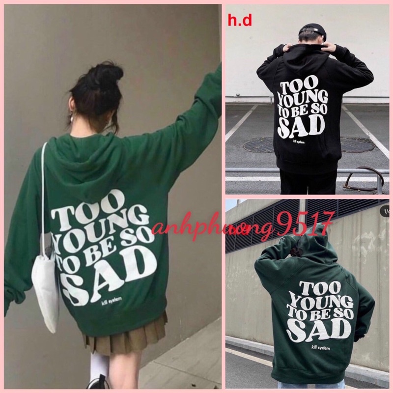 Áo hoodie SAD UlzzangHodie nam nữ form rộng dài vải nỉ tàu giữ nhiệt, dày dặn, lót bôngFree Ship BST thu đông unisex