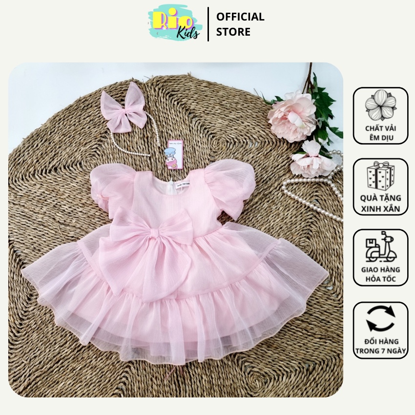 ✐✈Váy đầm công chúa tiểu thư hồng thiết kế cao cấp cho bé gái diện đi chơi tiệc - Riokids TT10