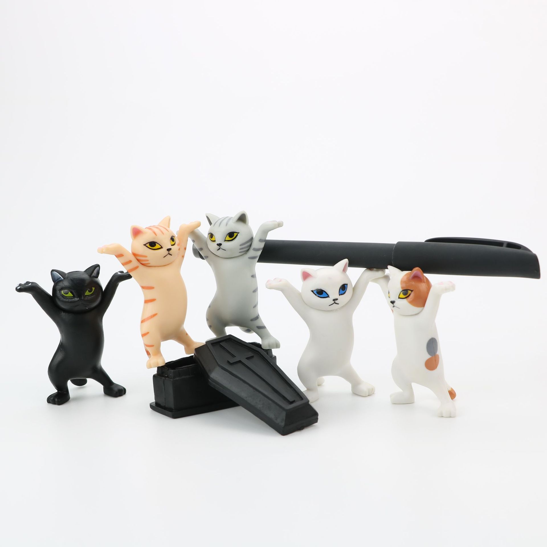 Set 5 Tượng Hình Mèo Xinh Xắn Dùng Để Trang Trí Decor - Móc khóa đồ chơi hoạt hình mèo điệu nhảy múa Set mèo khiêng hòm