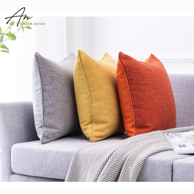 Vỏ gối Canvas 2 mặt gối tựa văn phòng sofa vuông kích thước 45*45 (Không kèm ruột)