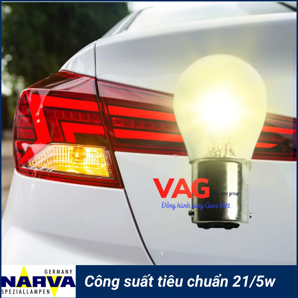 Bóng đèn phanh ô tô, xe máy chân cài P21/5W 12V chính hãng NARVA từ Đức