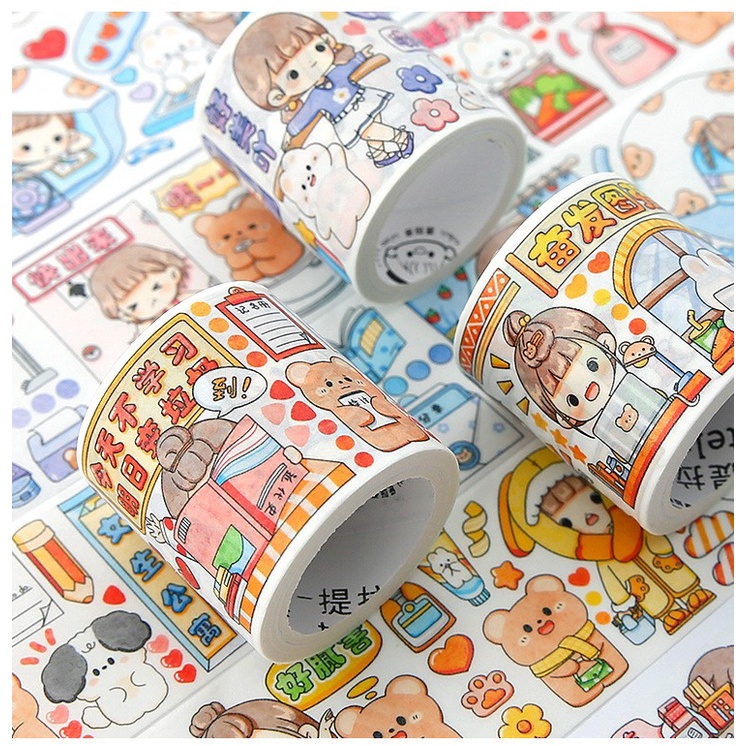 Cuộn băng washitape họa tiết Telado trang trí sổ tay, Chiết chu kỳ DoDoJam xinh xắn, sticker cute trang trí sổ lưu niệm