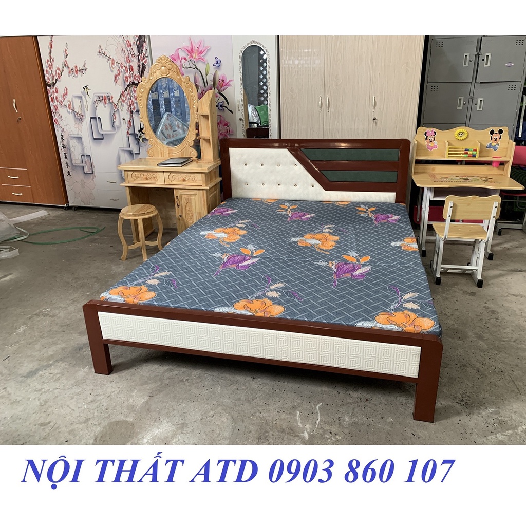 Giường sắt hộp vuông cao cấp 1m6x2m- giường sắt hộp cho gia đình mẫu mới đẹp hcm bình dương