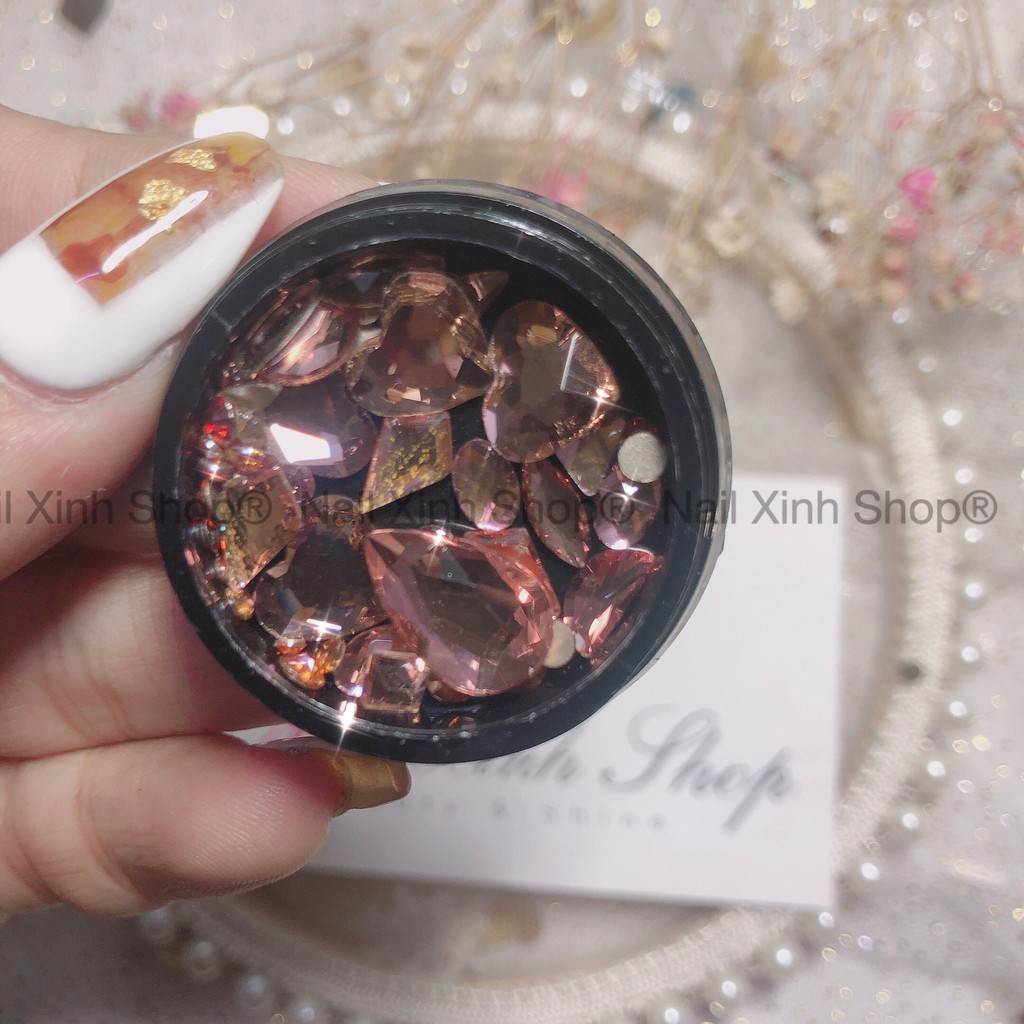 Hủ tròn trang trí móng nail,charm nail, đá nail, phụ kiện nail art ( đá loại 1 )