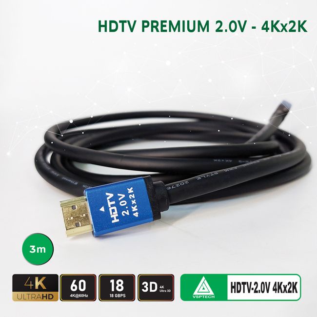 Cáp HDMI VSPTECH premium 2.0V dài 3 mét