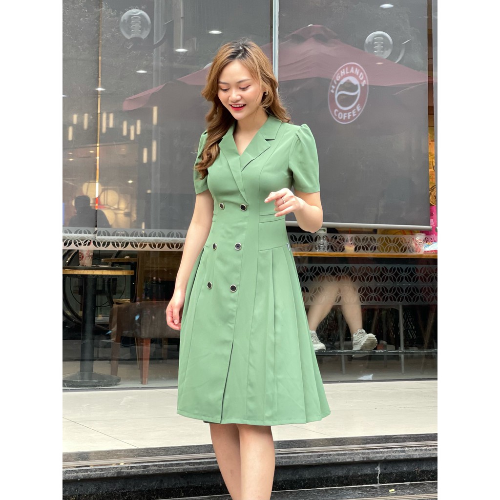 Đầm cổ vest thanh lịch , sang trọng ,che mọi khuyết điểm cơ thể chất liệu Chéo nhật cao cấp Emvy K55 | BigBuy360 - bigbuy360.vn