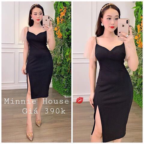 Đầm body dự tiệc cổ tim tay cánh tiên sang trọng | BigBuy360 - bigbuy360.vn