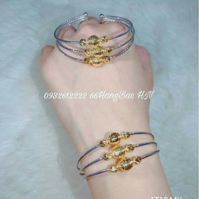 Lắc tay bạc xi bạch kim và xi vàng