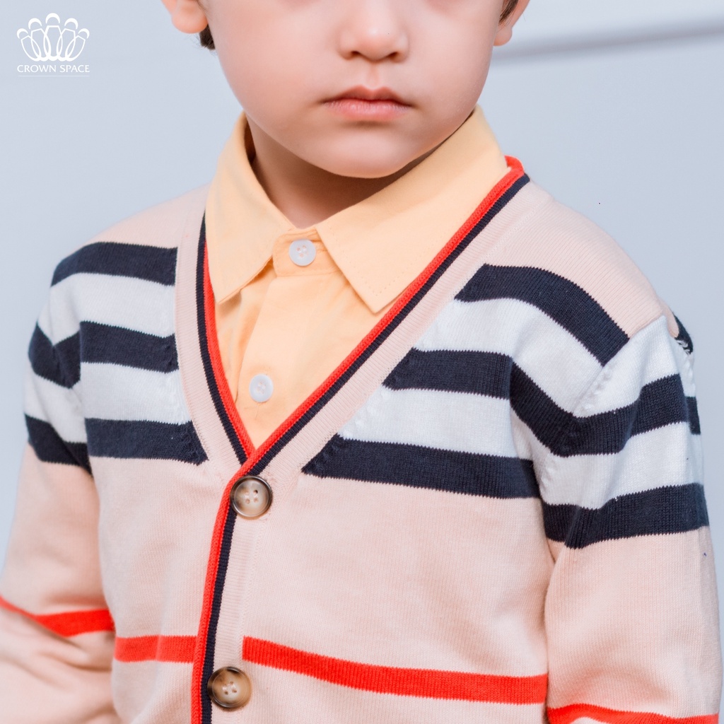 Áo Cardigan Bé Trai Cao Cấp Crown Space CKBL5411807 Chuẩn Soái Ca - Giữ Nhiệt Siêu Nhẹ Siêu Ấm - Size 19kg đến 24kg