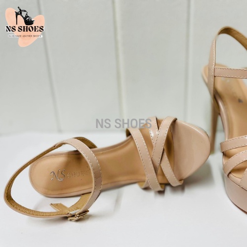 Giày cao gót đế đúp quai chéo 3 dây thanh lịch 13cm - NS2104
