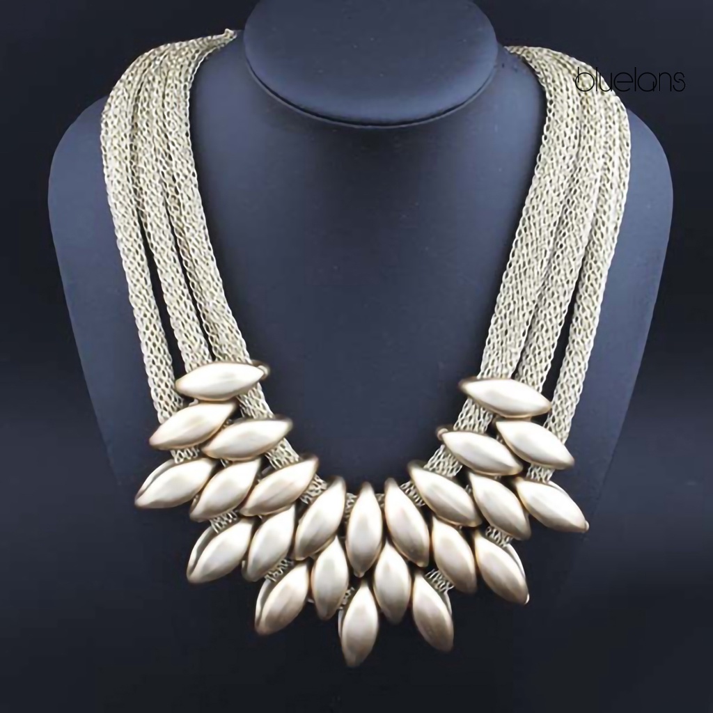 Vòng Cổ Choker Nhiều Lớp Mặt Lá Hợp Kim