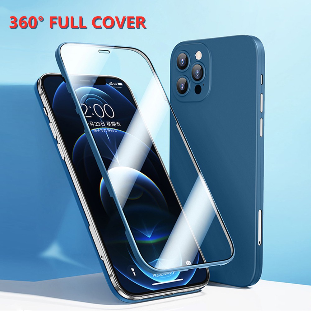 Ultra Ốp Điện Thoại Pc Cứng + Kính Cường Lực Siêu Mỏng 360 Cho Iphone 12 Pro Max 12 Mini 12 12 Pro