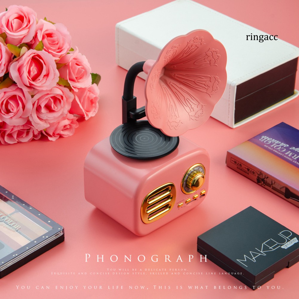 RC_Retro Mini Phonograph Stereo Music Radio Wireless Bluetooth Speaker Soundbox