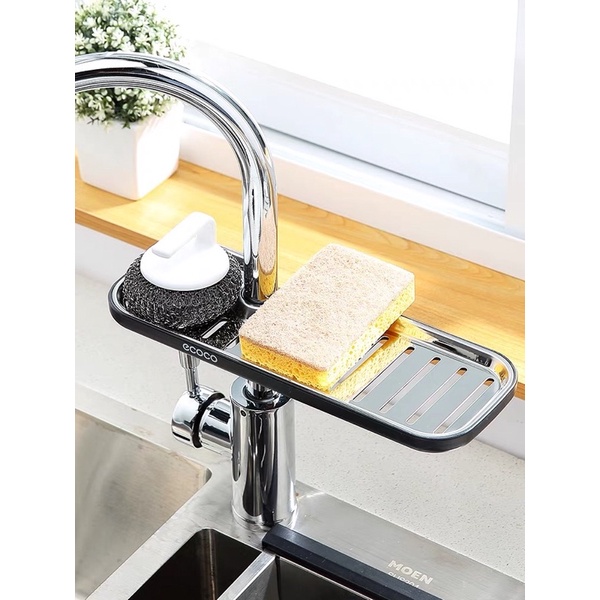 Kệ Treo Vòi Để Đồ Đa Năng ECOCO, Giá Treo Vòi Để Giẻ Rửa Bát Nhà Bếp Và Đồ Dùng Nhà Tắm Có Thoát Nước