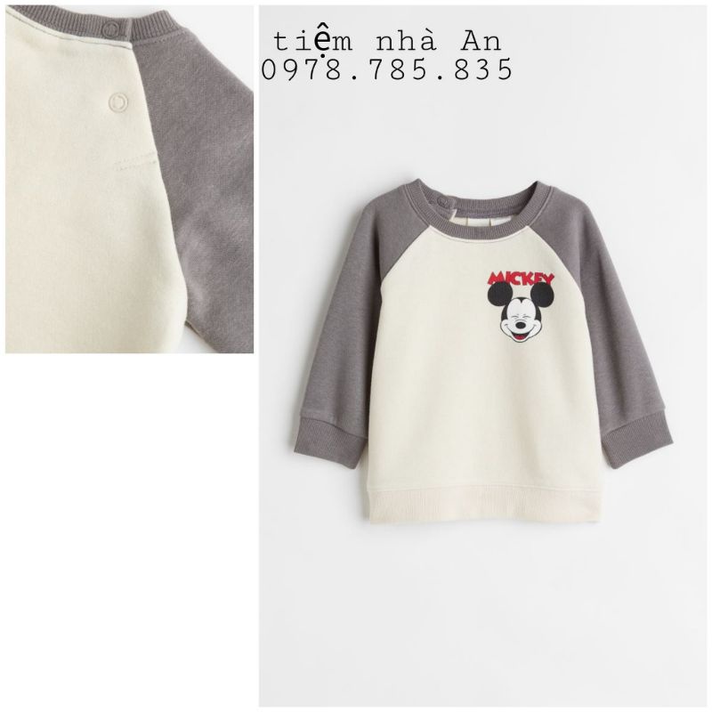 áo nỉ cho bé , áo thu đông dài tay , nỉ cho bé trai , bé gái mickey xuất dư hm , cúc bấm ở cổ - tiệm nhà An