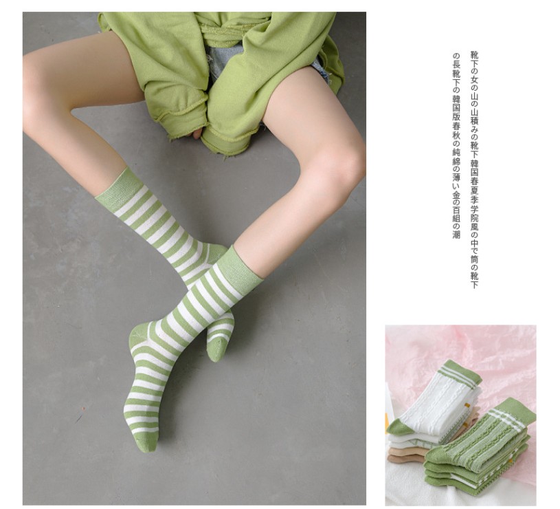 [YIYUE]Autumn avocado green tube socks ladies cotton socks ins tide socks Japanese women's socks | BigBuy360 - bigbuy360.vn