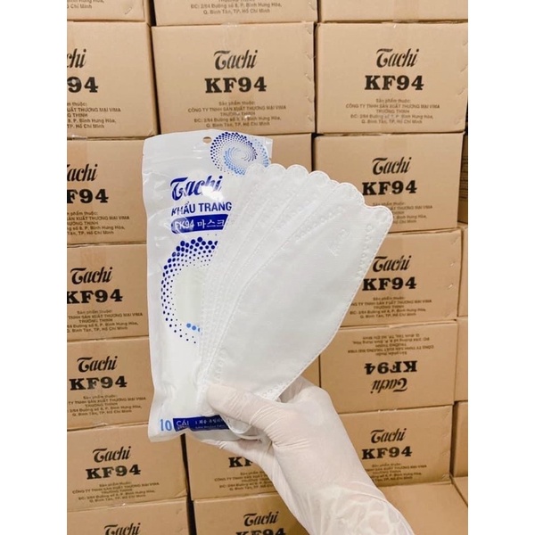 Khẩu Trang KF94 TACHI bịch 10 cái Hàng Vải SMS Siêu Đẹp Kháng Khuẩn 4 Lớp