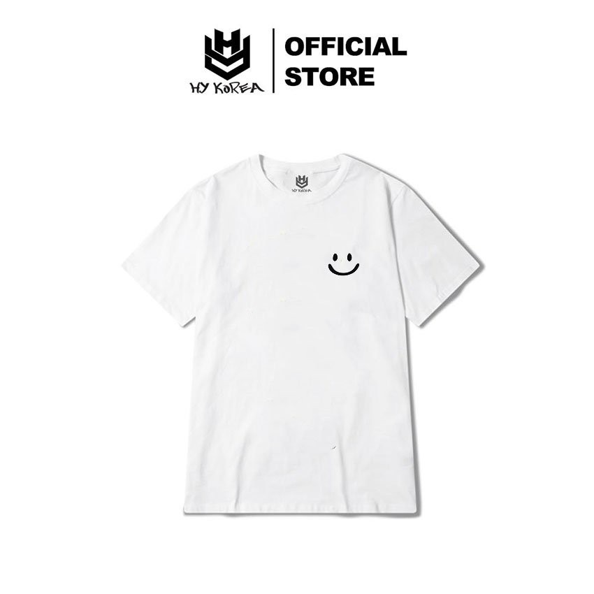 Áo thun tay lỡ form rộng Cotton 100% in hình mặt cười 205, unisex HY Korea.