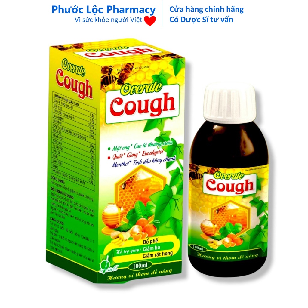 Siro ho Cough Overate. Siro mật ong cao lá thường xuân giảm ho bổ phế long đờm.