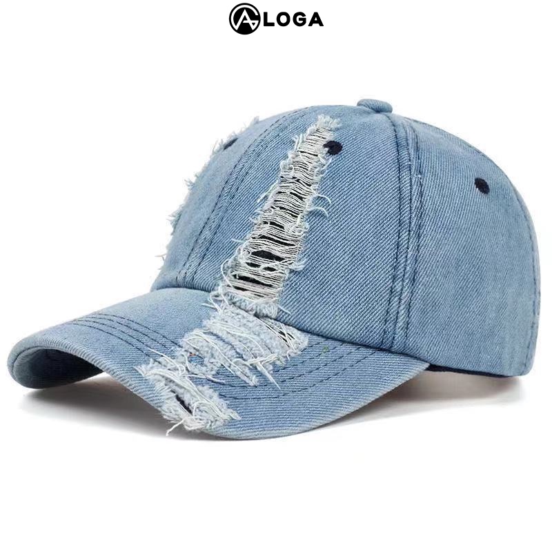 Nón lưỡi trai nam nữ, nón kết Unisex LOGA có vết rách phong cách Hàn Quốc trẻ trung, năng động M018