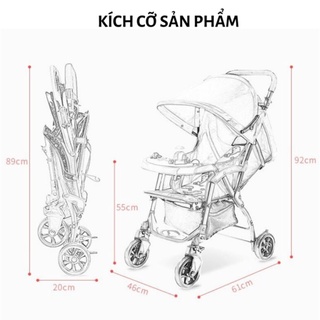 Xe đẩy gấp gọn cho bé gọn nhẹ có thể đem đi du lịch. Xe đẩy trẻ em 3 tư thế nằm - ngồi - ngả 12 t