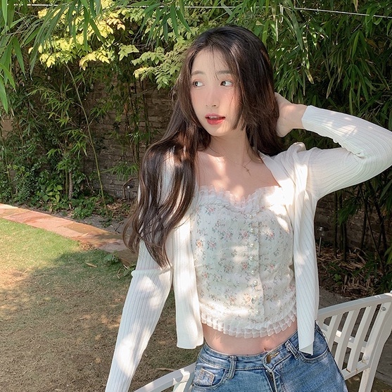 Áo kiểu ZHELIHANGFEI hai dây nhún bèo phối ren phong cách mới quyến rũ thời trang dành cho nữ