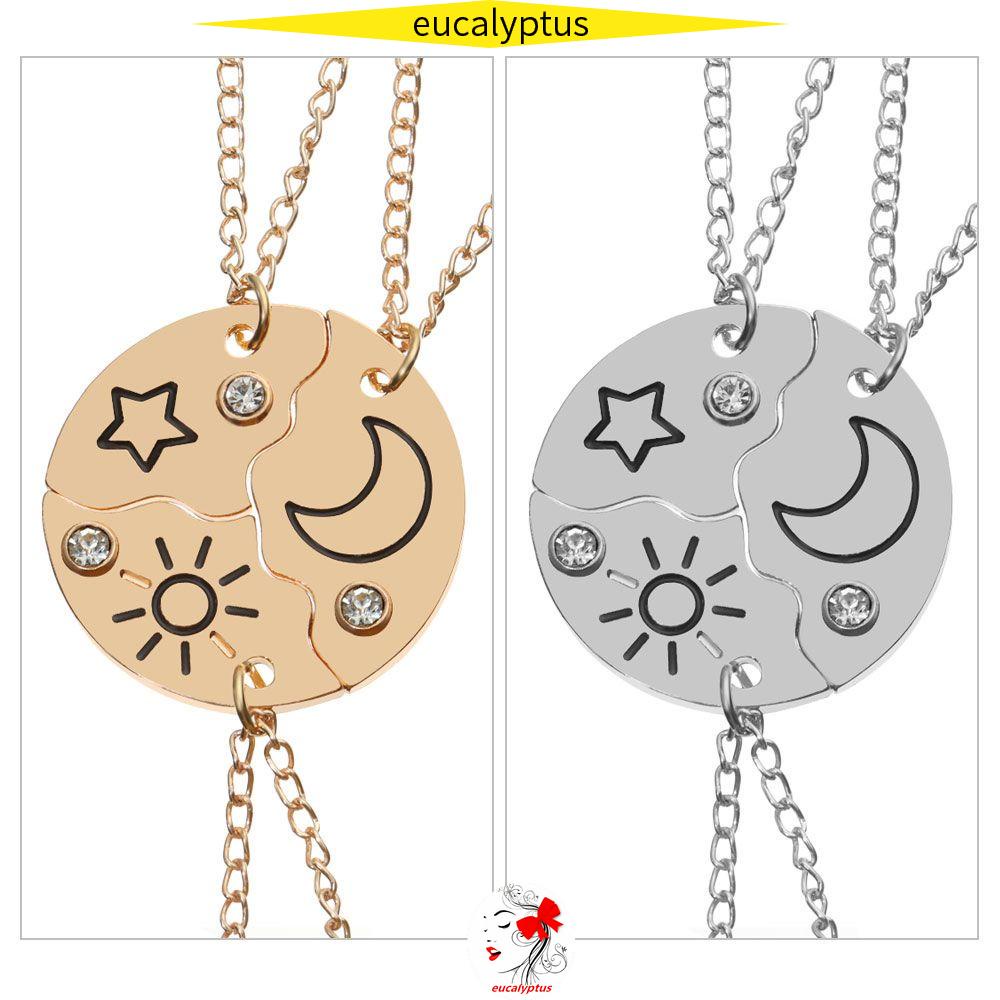 3 dây chuyền tình bạn khắc hình mặt trăng/mặt trời/ngôi sao sành điệu