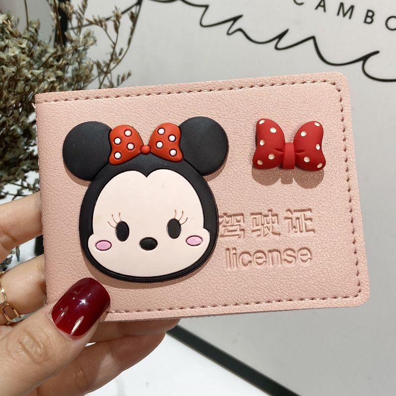 Ví da đựng bằng lái xe họa tiết hoạt hình dễ thương cho nữ
