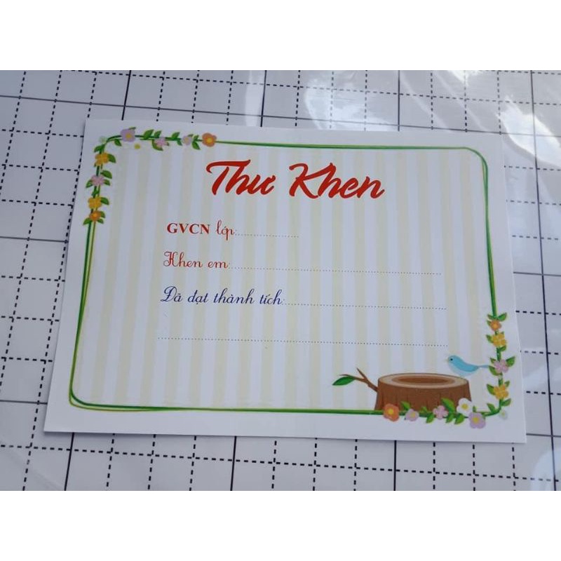 set thư khen học sinh 100 tờ (trộn nhiều mẫu), định lương 200gsm, chất liệu giấy bìa, kích thước khổ a5 siêu nét