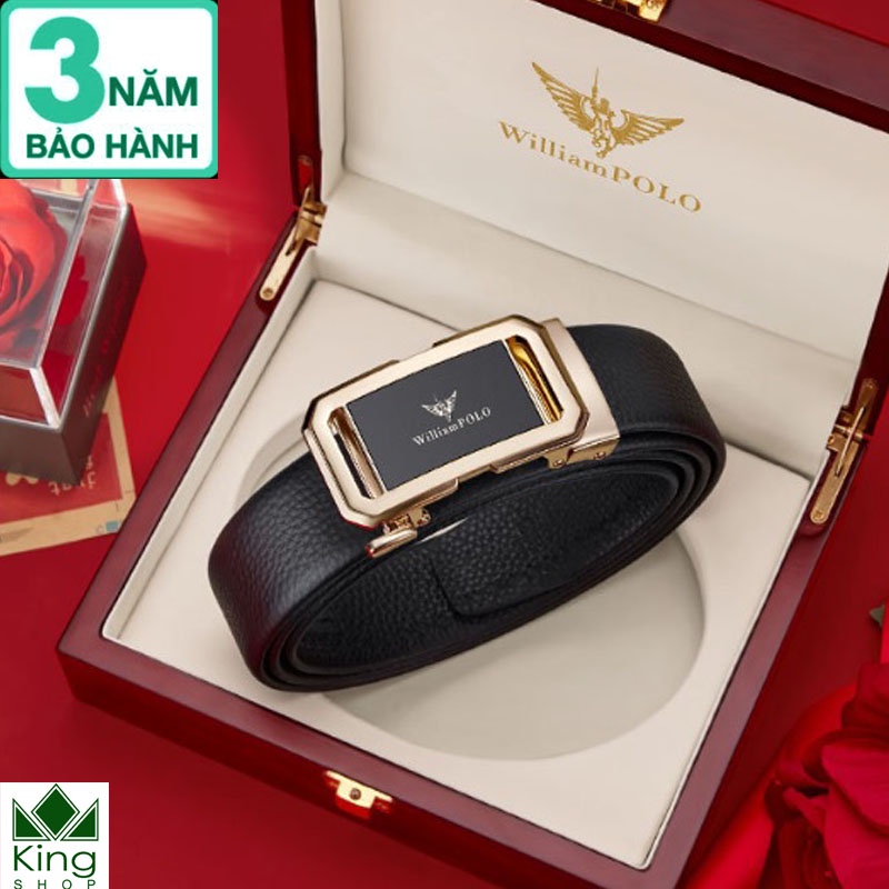 Thắt Lưng Nam Dây Nịt Nam Da Bò Cao Cấp khóa Tự động hàng hiệu WILLIAMPOLO - Kingshop Nhập