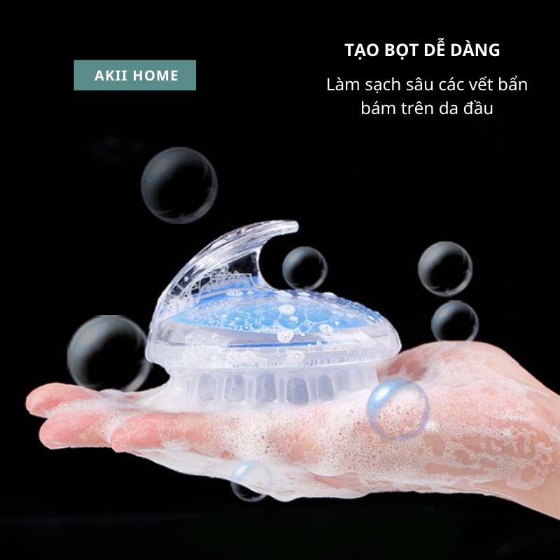 Bàn chải massage da đầu silicon, dễ dàng tạo bọt, kích thích, làm sạch da đầu Akii Home NT06