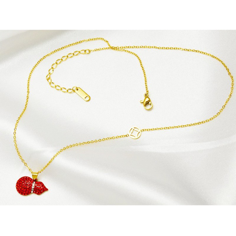 Dây Chuyền Hồ Lô Đỏ May Mắn Titan Không Đen TT 1843