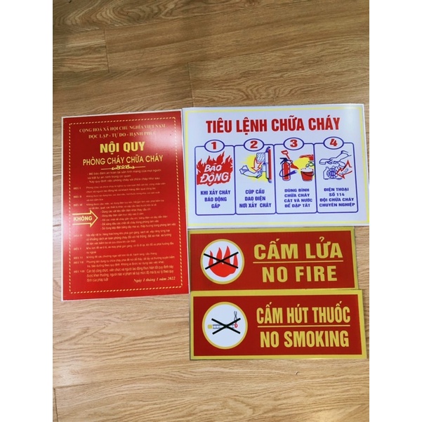 Combo 5 bộ 4 tấm nội quy tiêu lệnh hàng in máy siêu đẹp