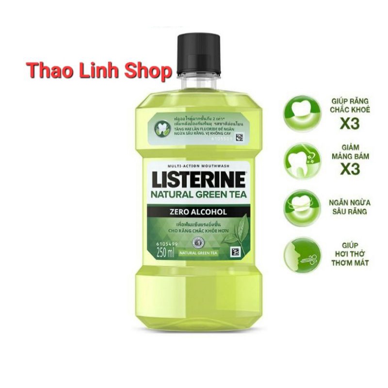 Nước Súc Miệng Listerine Trà Xanh, Trắng Răng , Dưa leo và Nha Đam 250ml