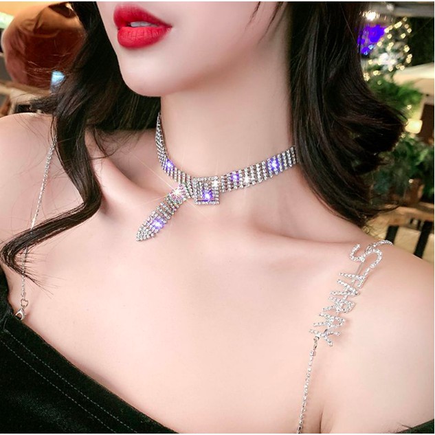 Choker đính đá, set vòng cổ đính đá