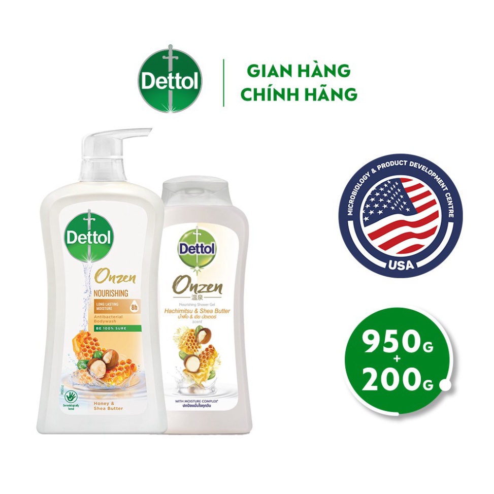 Sữa tắm dettol kháng khuẩn và dưỡng thể 950g tặng sữa tắm 200g