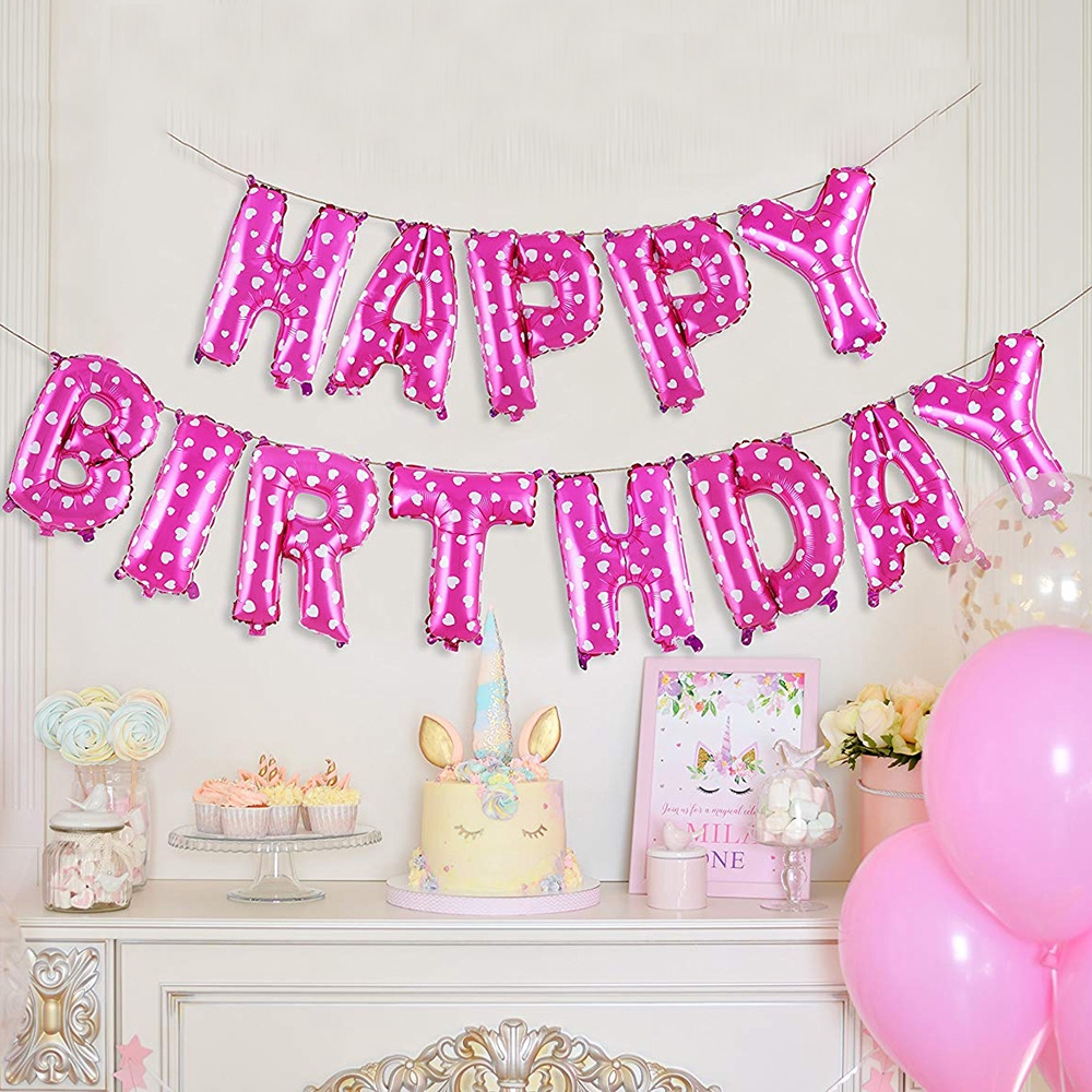 Bộ Bong Bóng Lá Nhôm HB 16 Inch Hình Chữ Happy Birthday Trang Trí Tường Tiệc Sinh Nhật Cho Người Lớn Và Trẻ Em