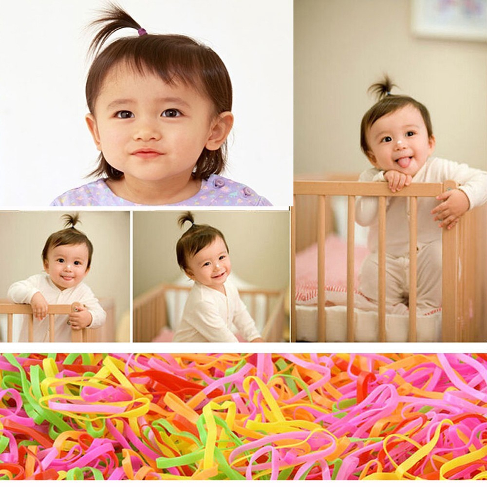 Set 400 dây chun buộc tóc co giãn nhiều màu tiện dụng