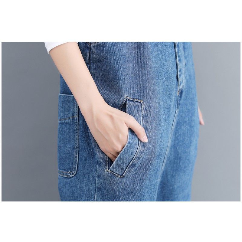 [ORDER] Quần yếm jean nữ bigsize màu xanh trẻ trung (fit 80kg) - Có ảnh thật | BigBuy360 - bigbuy360.vn