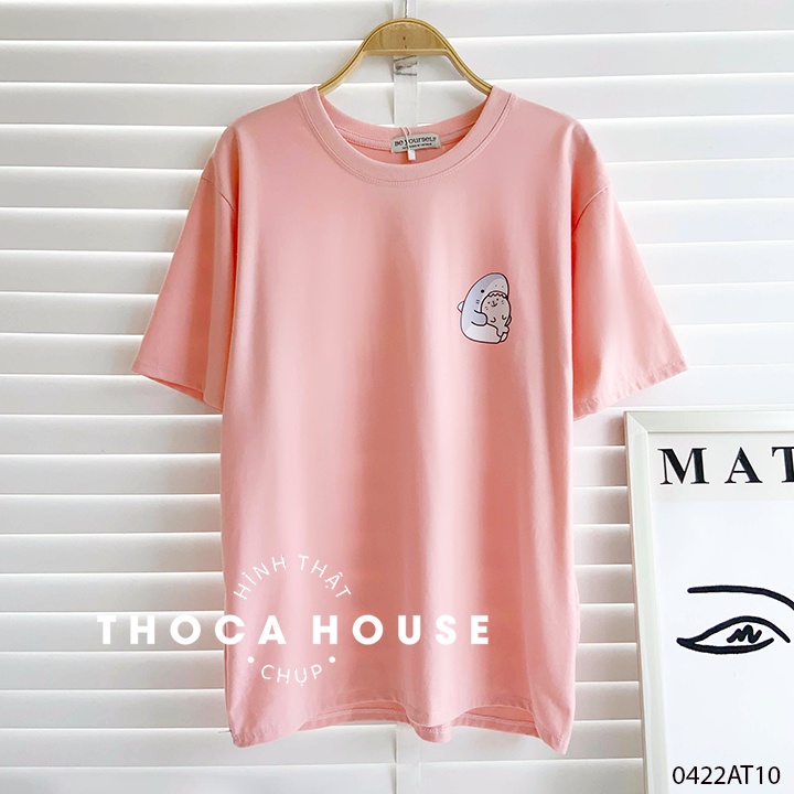 Áo thun unisex oversize tay ngắn hình cá mập THOCA HOUSE trẻ trung dễ thương, phối đồ dễ dàng