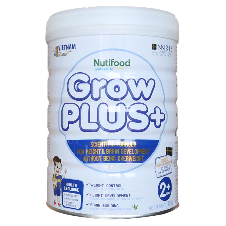 Sữa Bột Nutifood GrowPlus+ Trắng - Dành Cho Trẻ Béo Phì - Lon 850G