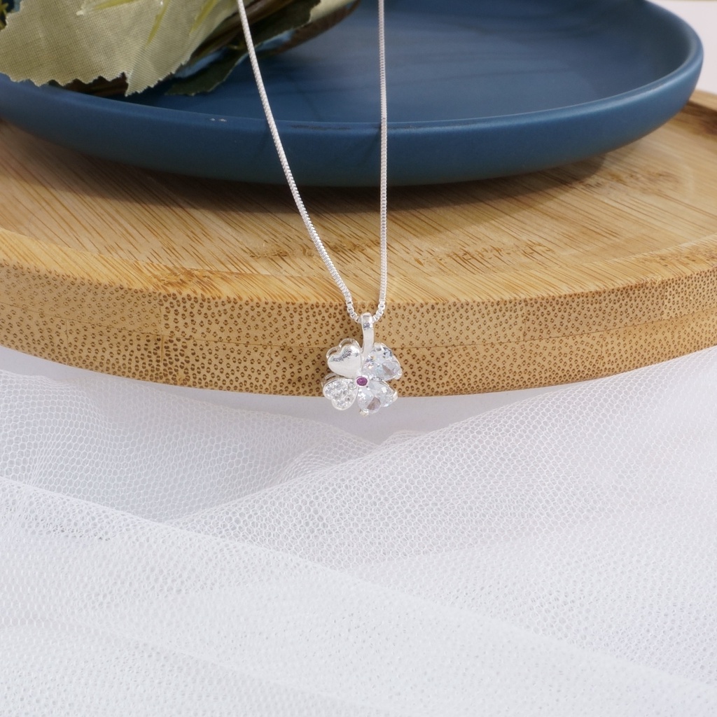 Dây chuyền bạc ATJ9071 dành nữ hình 4 lá cỏ Crystal pins ANTA Jewelry
