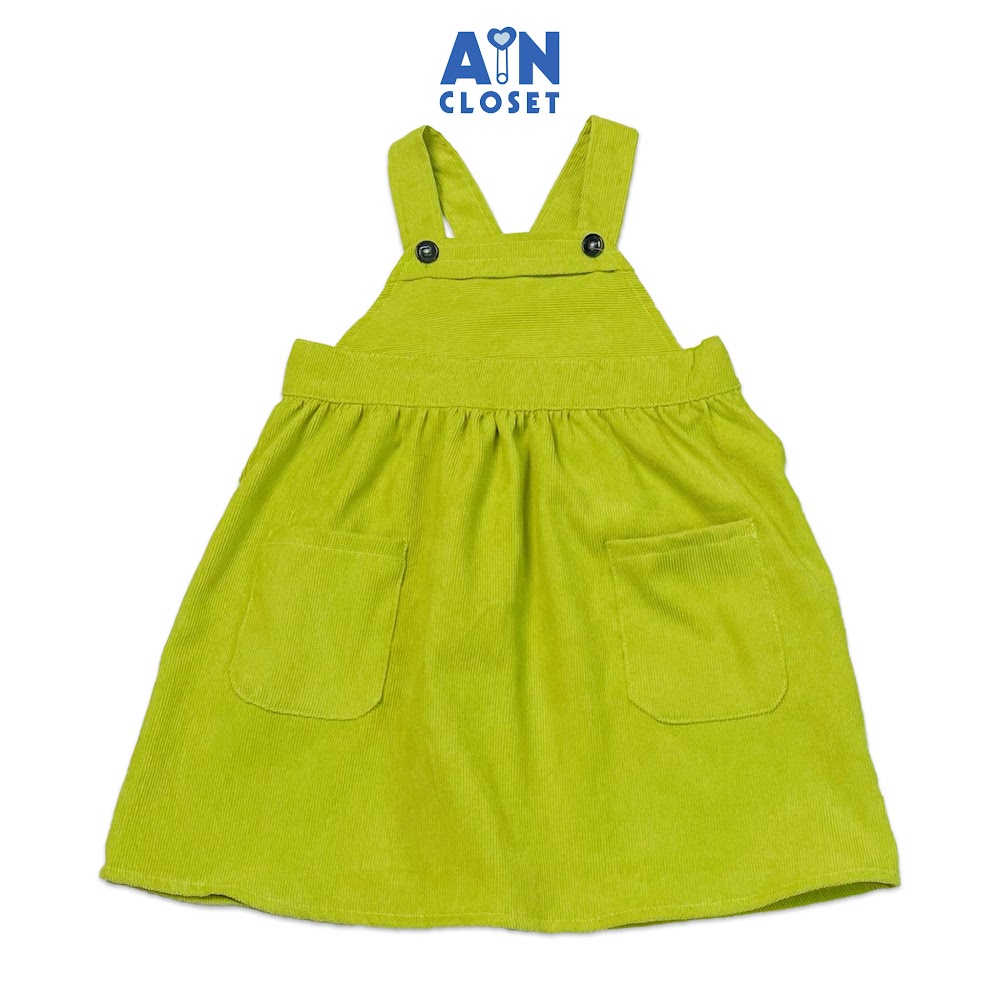 Váy yếm bé gái Xanh chuối nhung tăm - AICDBGERISRY - AIN Closet