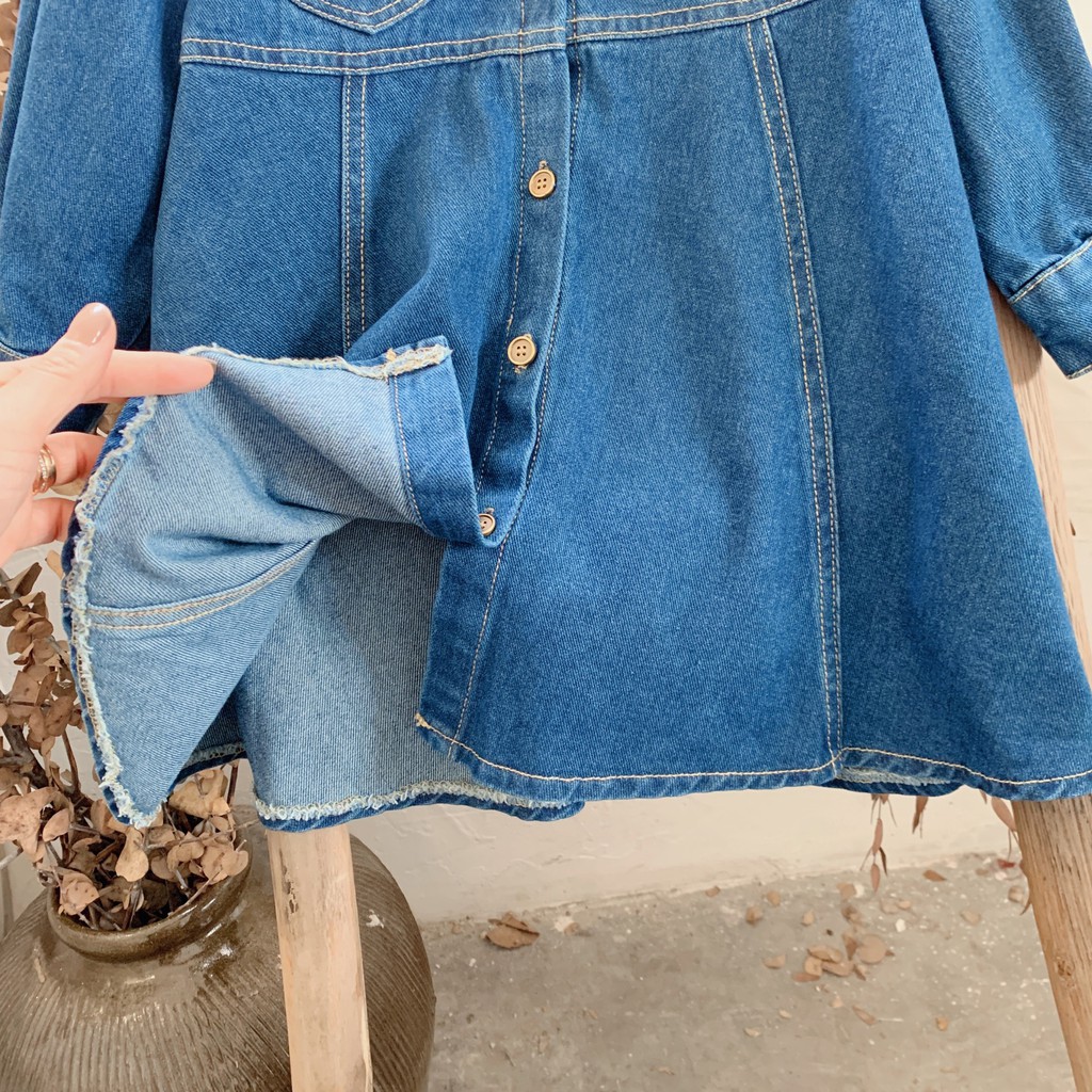 Đầm Denim Tay Dài Thời Trang Mùa Thu 2020 Cho Bé Gái