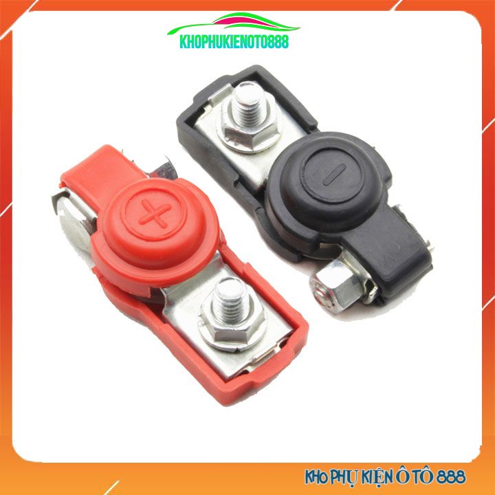 Bộ 2 kẹp nối ắc quy acquy ô tô xe máy xe hơi chất liệu hợp kim kẽm