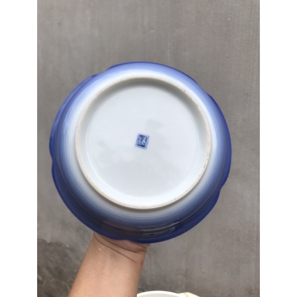 Tô hoa men lam. 17x5cm
