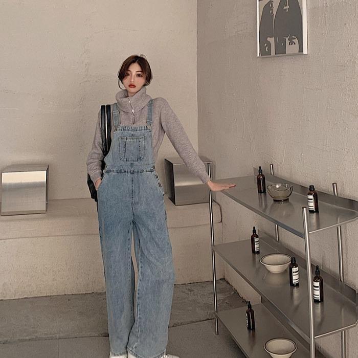 Quần Yếm Denim Dáng Rộng Túi Ngực Thời Trang Thu Đông | Smide Clothing