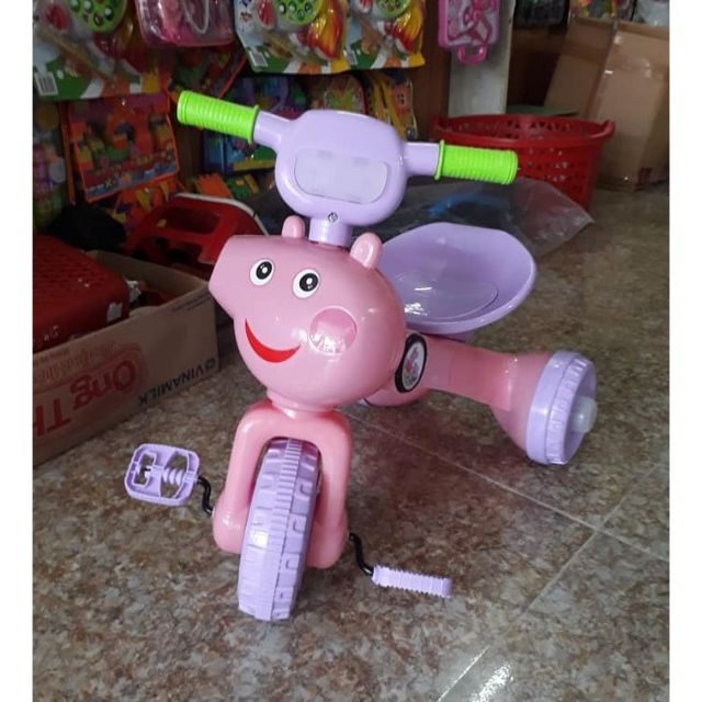 Xe đạp 3 bánh heo peppa cho bé. Xe 3 bánh phát nhạc và đèn - gập gọn dễ dàng