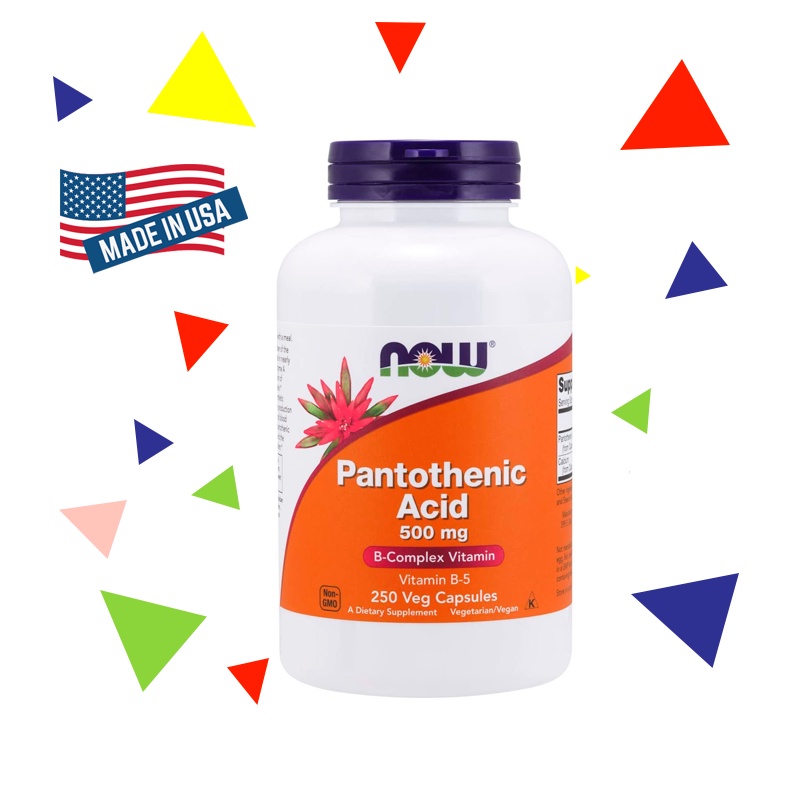 Viên Uống NOW Pantothenic Acid (Vitamin B-5) 500 mg, B-Complex Vitamin