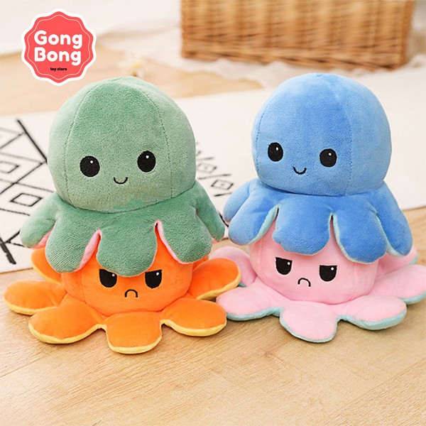 Gấu bông bạch tuộc cảm xúc reversible octopus 20cm, gấu bông 2 mặt cute xinh xắn GongBong Store